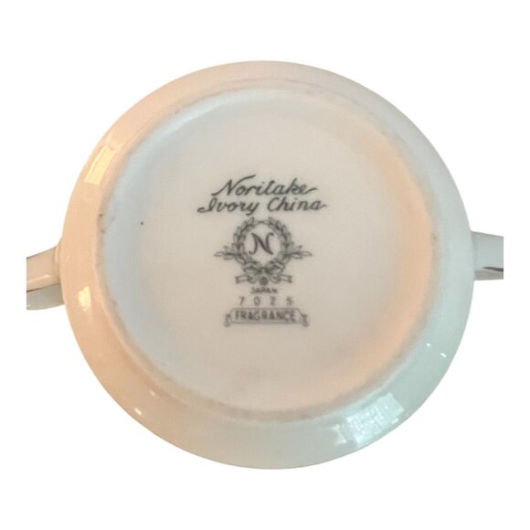 Noritake Fragrance 7025 Porcelain Creamer Sugar Set Lid Daisies Gold Trim Japan - Picture 9 of 10